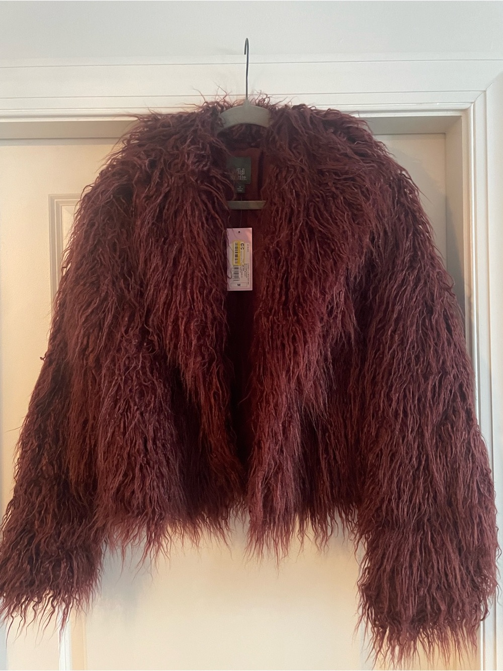 wild fable Faux Fur Shag Jacket in Deep Wine - Picture 1 of 4
